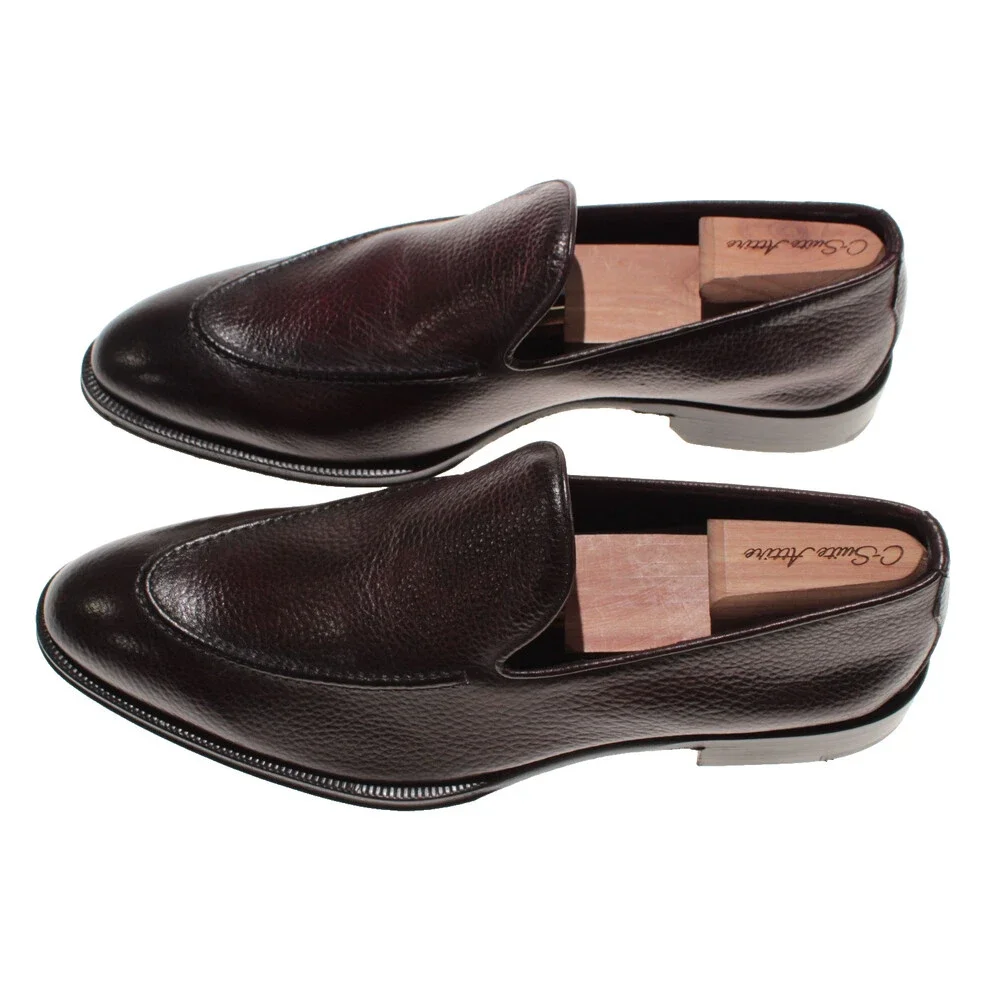Di Bianco NWB Slip On Loafers Size 9.5 US in Dark Purple Pebbled Leather